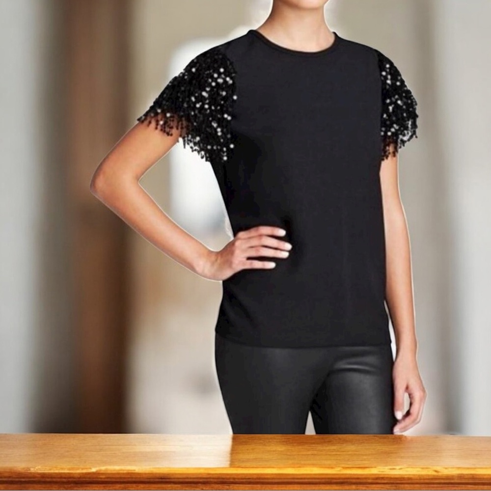 KATE SPADE New York Sequin Fringe Sleeve Blouse Sz. 0